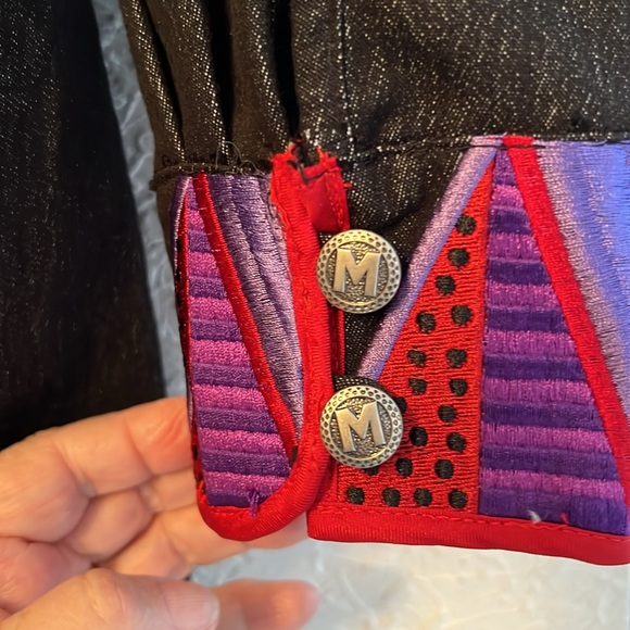 BOB MACKIE WEARABLE ART LG JACKET Black,Red & Purple Embroidered Women's Jacket - Picture 3 of 8